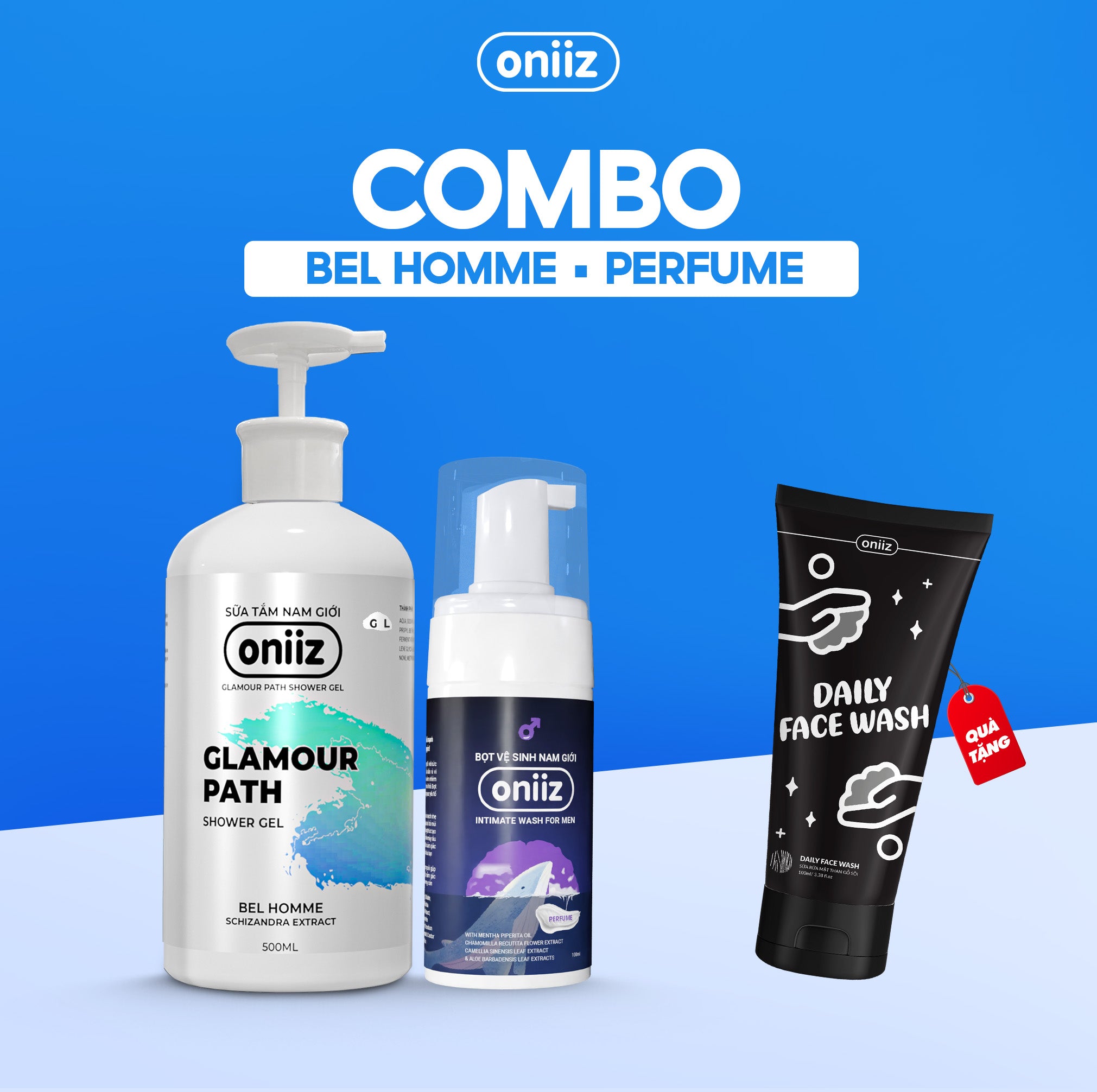 Oniiz Perfume Charger Box - Perfume Shower Gel, Men's Hygiene Foam, Facial Cleanser Gift