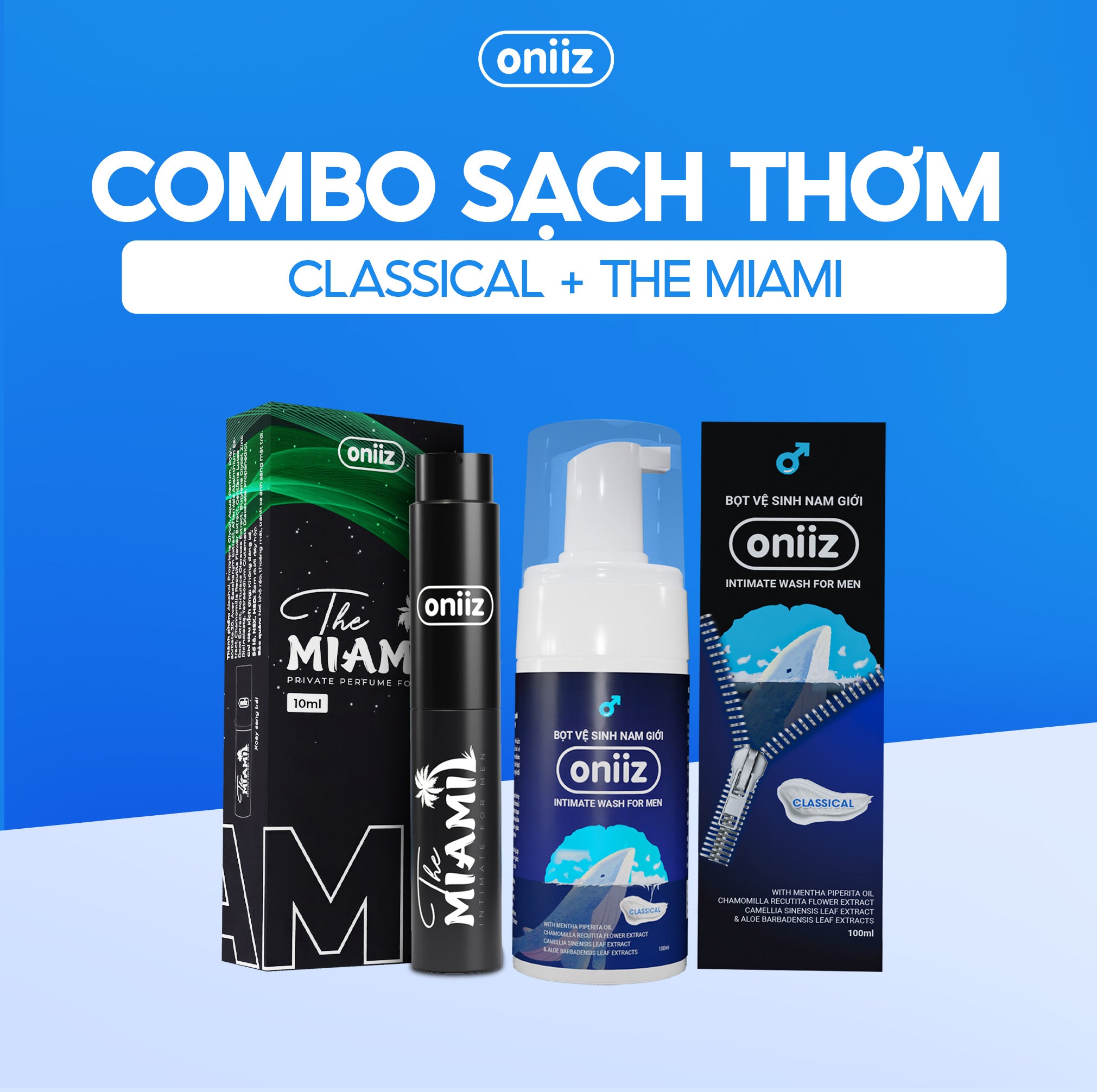 Bọt vệ sinh nam giới Oniiz, Dung dịch vệ sinh nam tạo bọt hương nước hoa 100ml