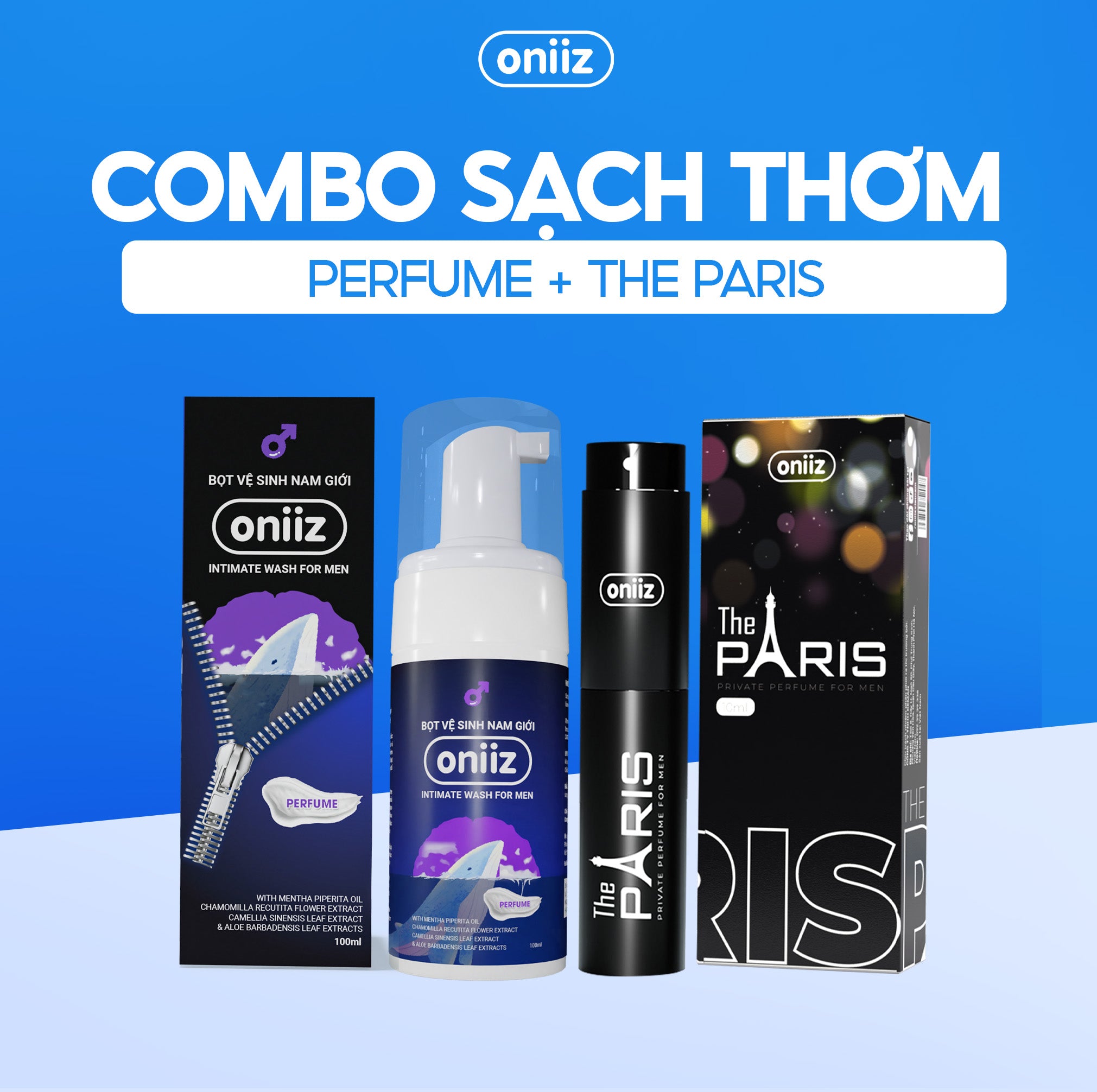 Bọt vệ sinh nam giới Oniiz, Dung dịch vệ sinh nam tạo bọt hương nước hoa 100ml