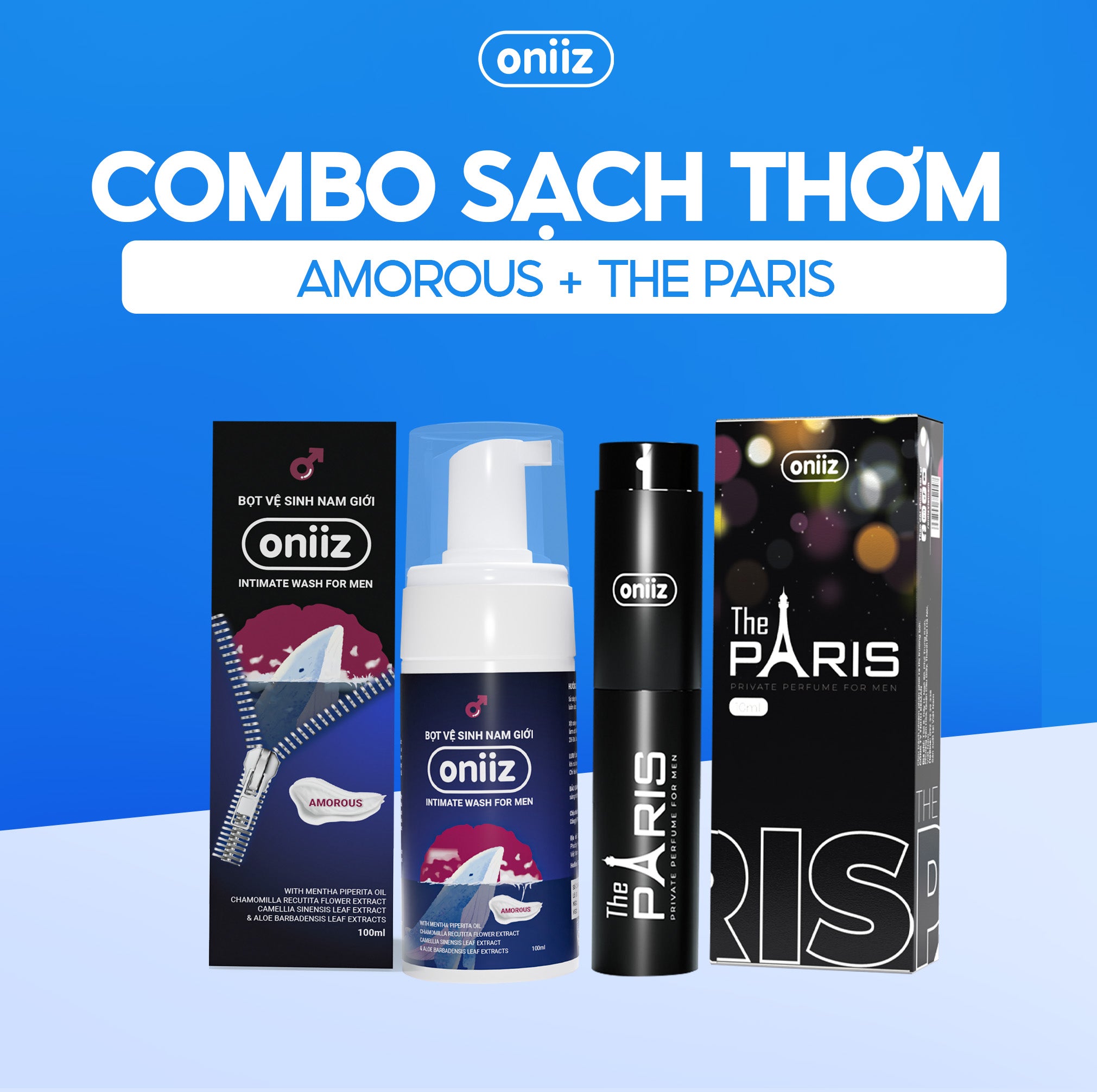 Bọt vệ sinh nam giới Oniiz, Dung dịch vệ sinh nam tạo bọt hương nước hoa 100ml