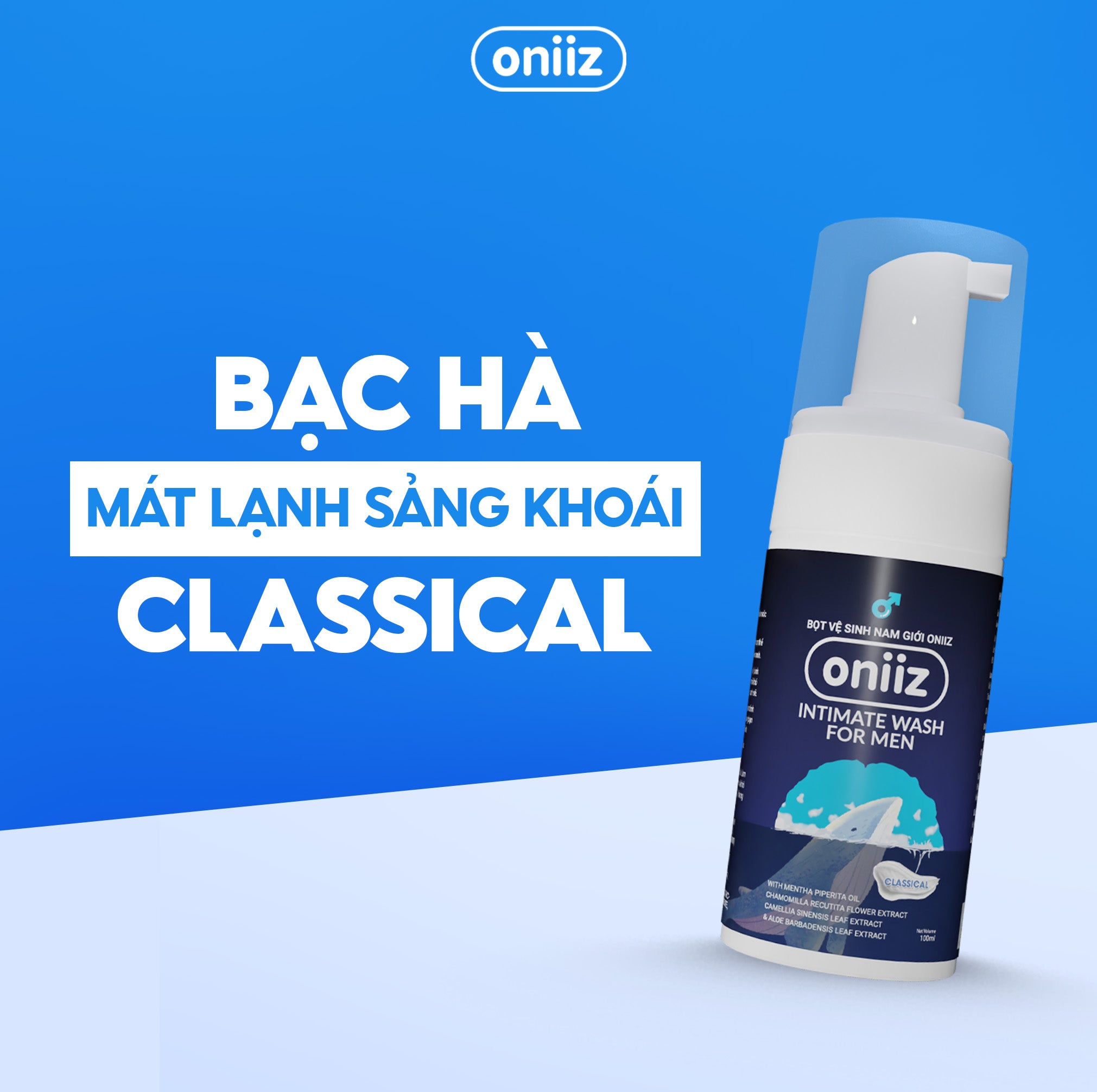 Bọt vệ sinh nam giới Oniiz, Dung dịch vệ sinh nam tạo bọt hương nước hoa 100ml