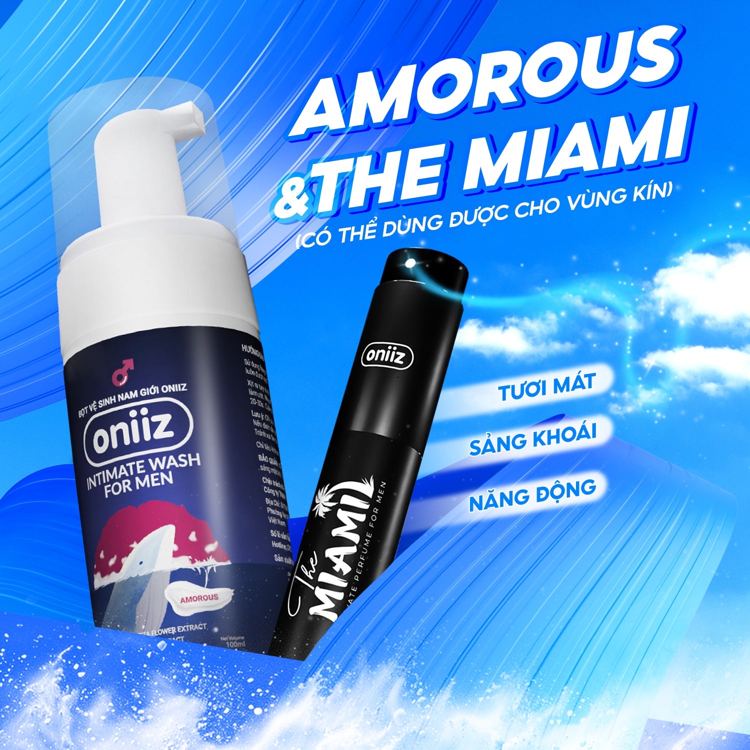 Bọt vệ sinh nam giới Oniiz, Dung dịch vệ sinh nam tạo bọt hương nước hoa 100ml