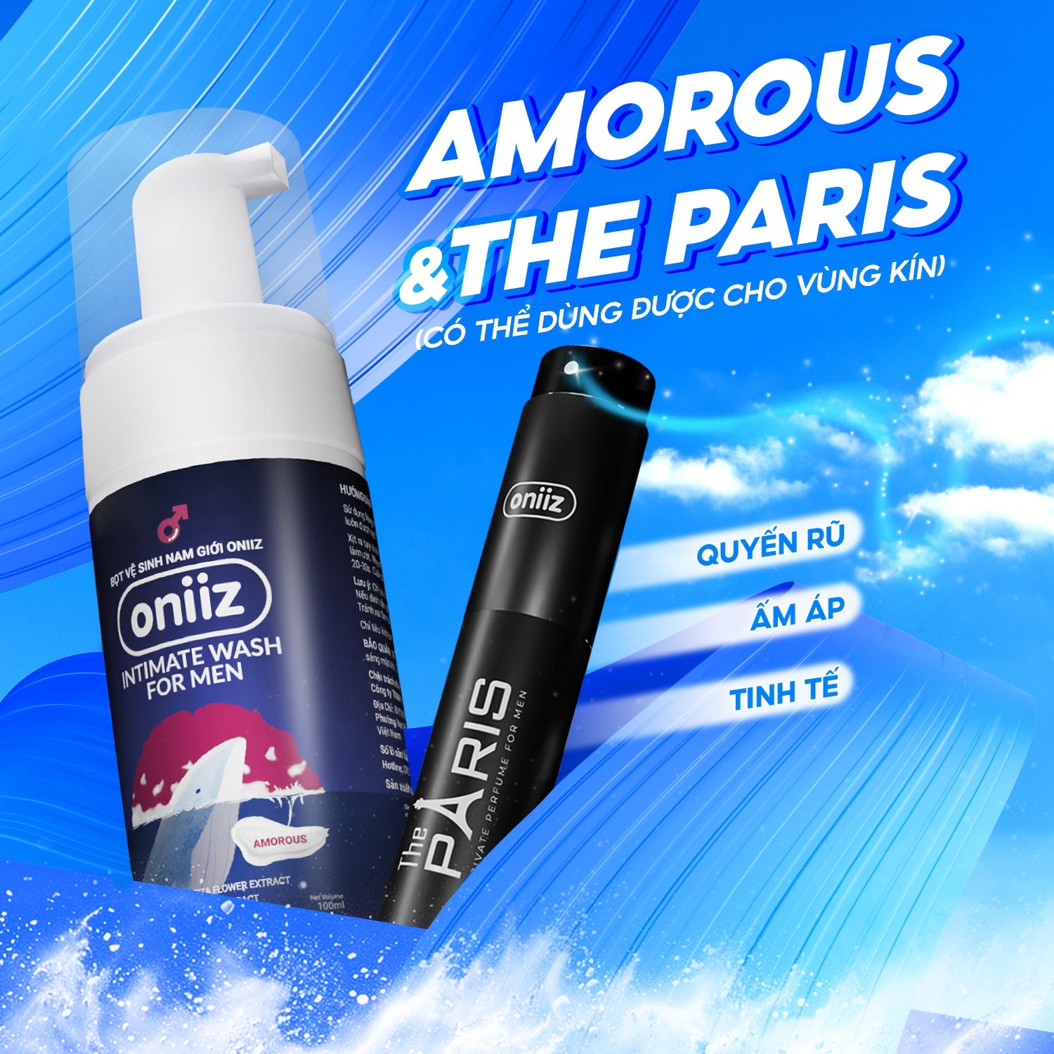 Bọt vệ sinh nam giới Oniiz, Dung dịch vệ sinh nam tạo bọt hương nước hoa 100ml