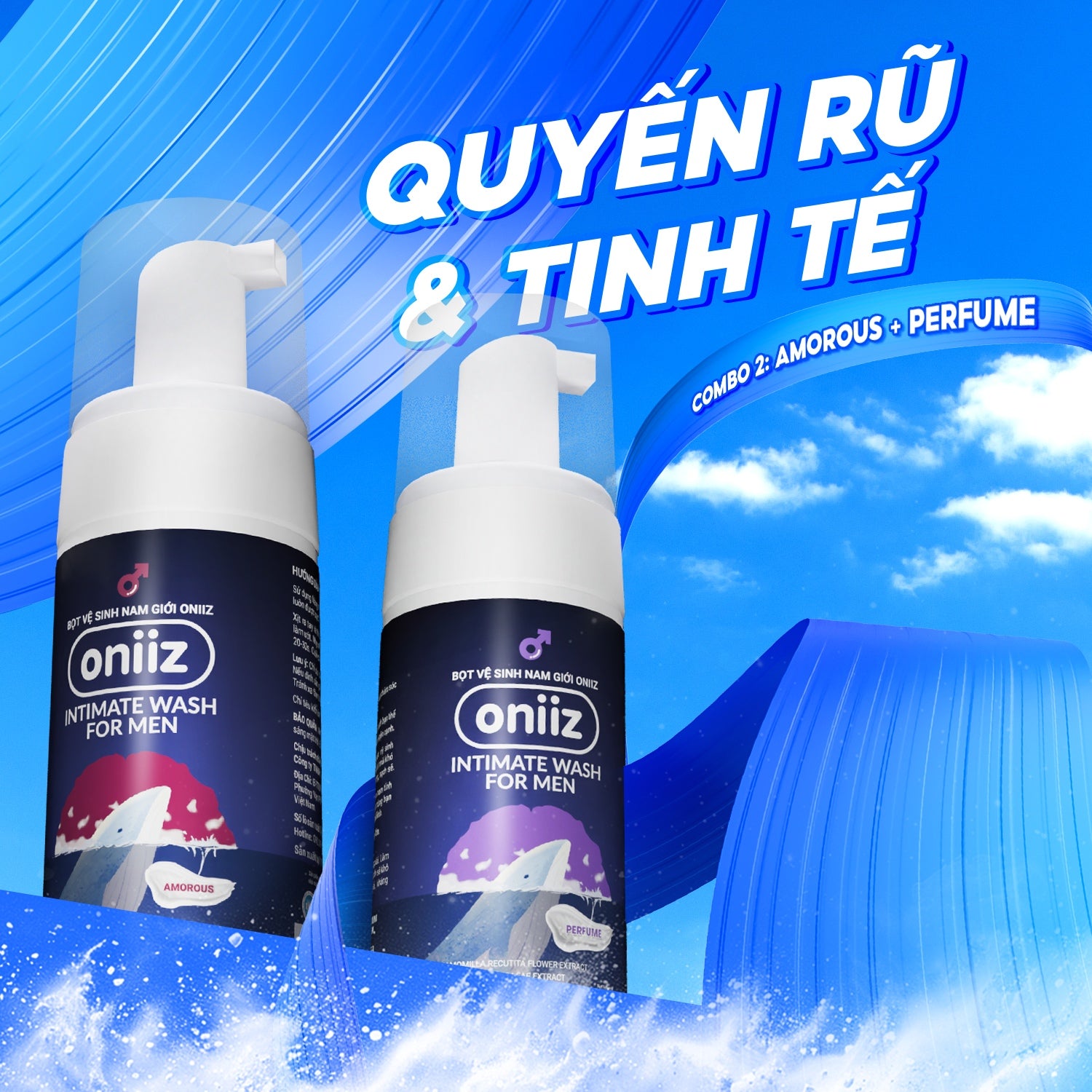 Bọt vệ sinh nam giới Oniiz, Dung dịch vệ sinh nam tạo bọt hương nước hoa 100ml
