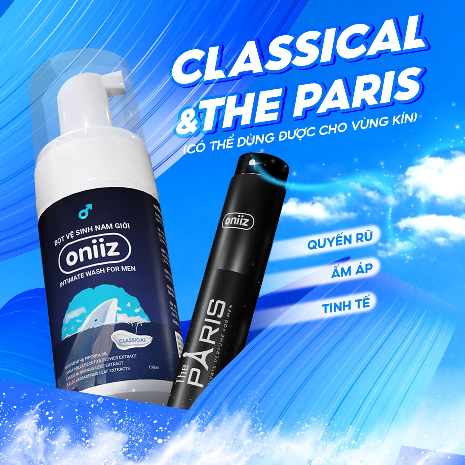 Bọt vệ sinh nam giới Oniiz, Dung dịch vệ sinh nam tạo bọt hương nước hoa 100ml