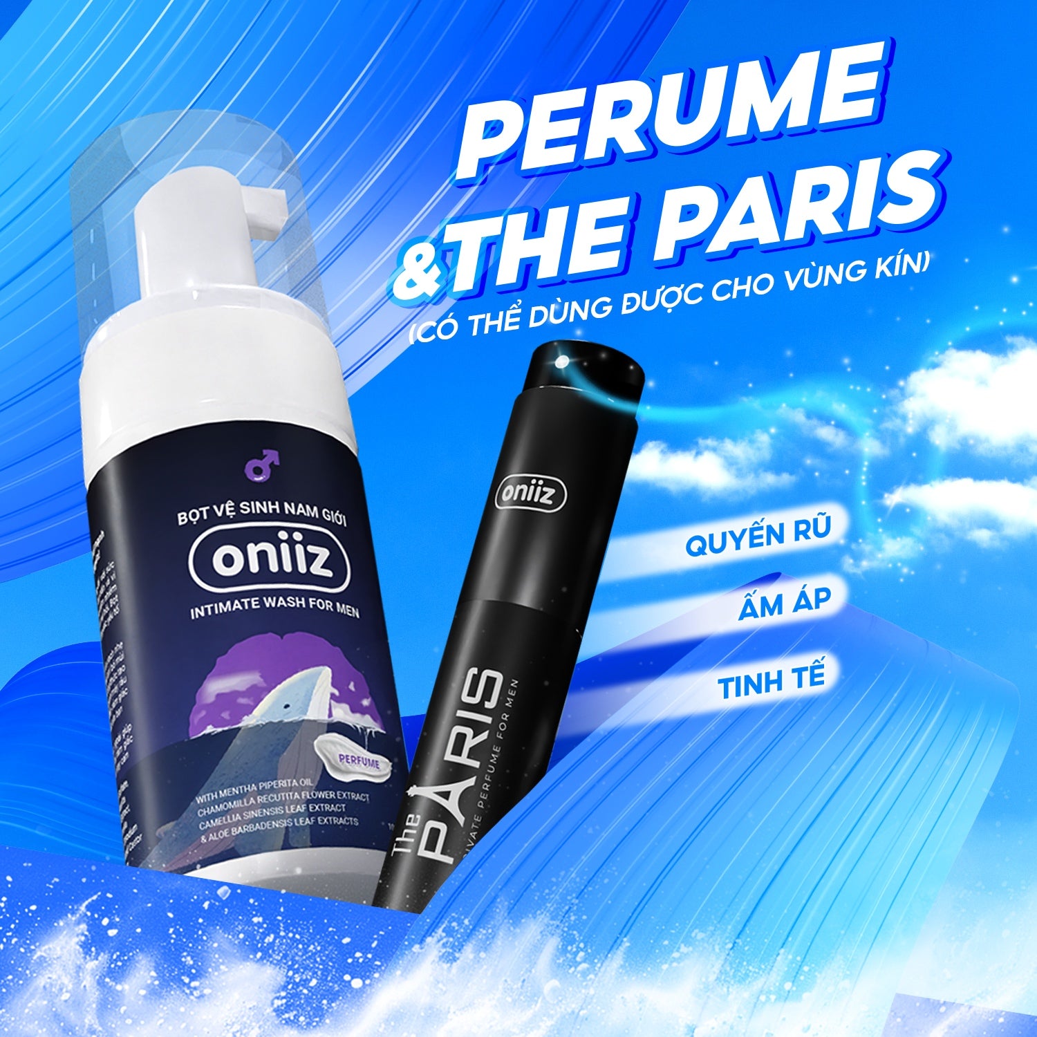 Bọt vệ sinh nam giới Oniiz, Dung dịch vệ sinh nam tạo bọt hương nước hoa 100ml