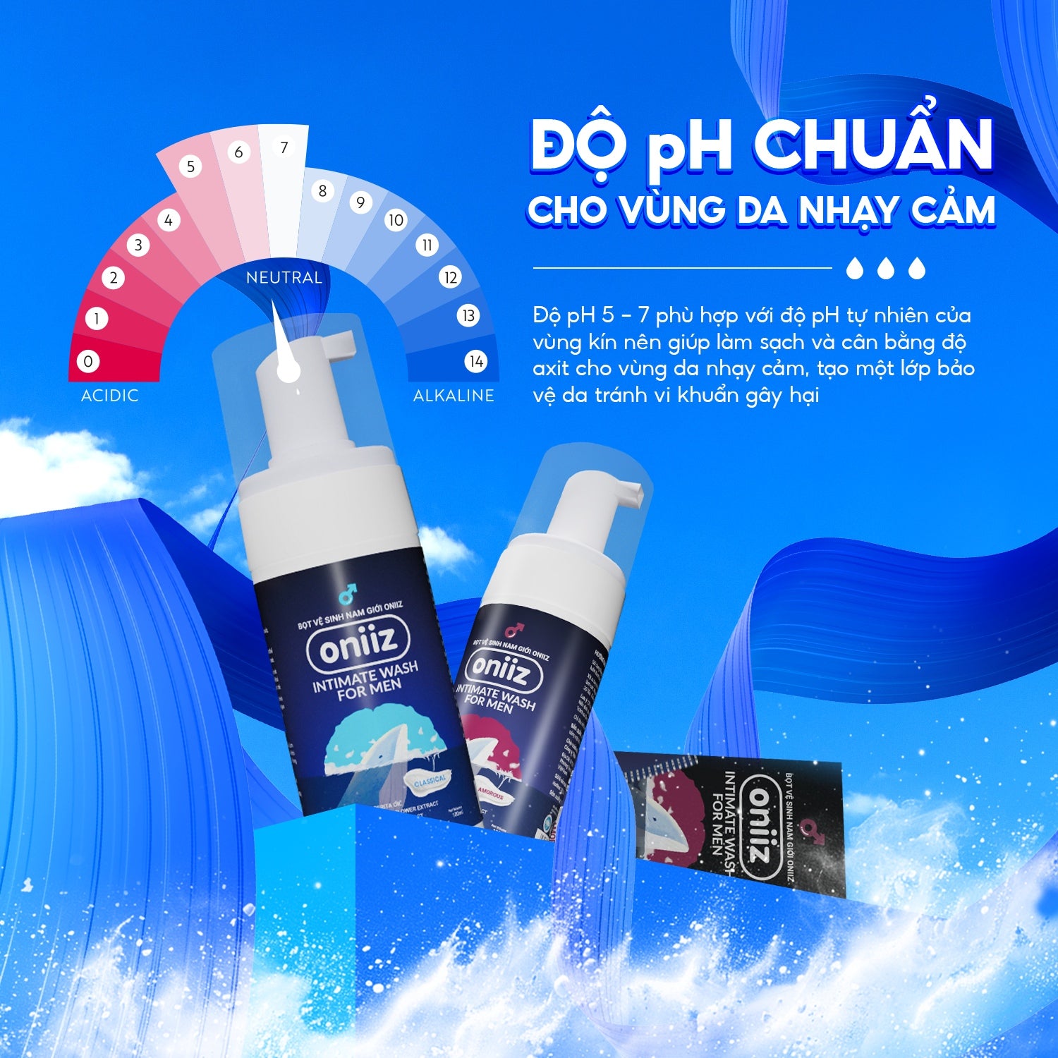 Bọt vệ sinh nam giới Oniiz, Dung dịch vệ sinh nam tạo bọt hương nước hoa 100ml