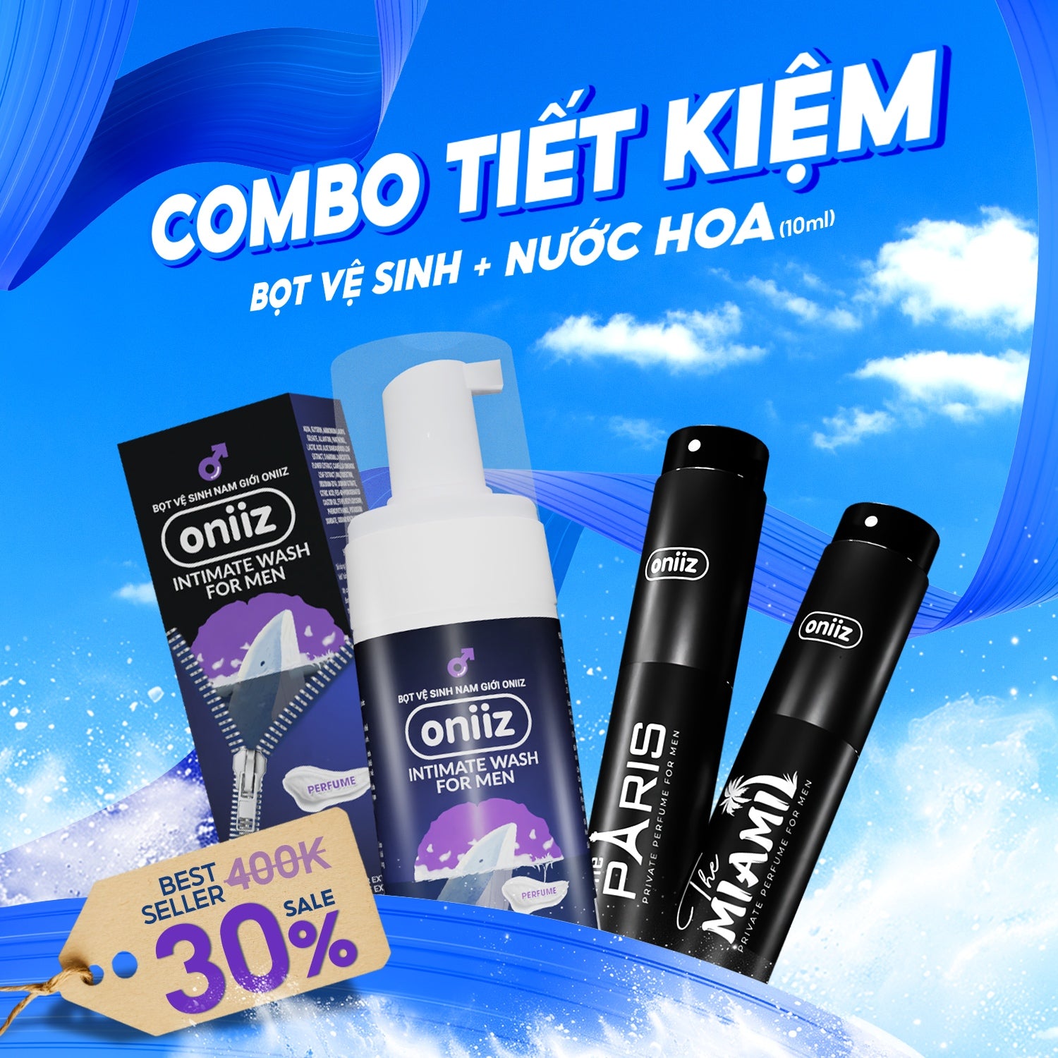 Bọt vệ sinh nam giới Oniiz, Dung dịch vệ sinh nam tạo bọt hương nước hoa 100ml