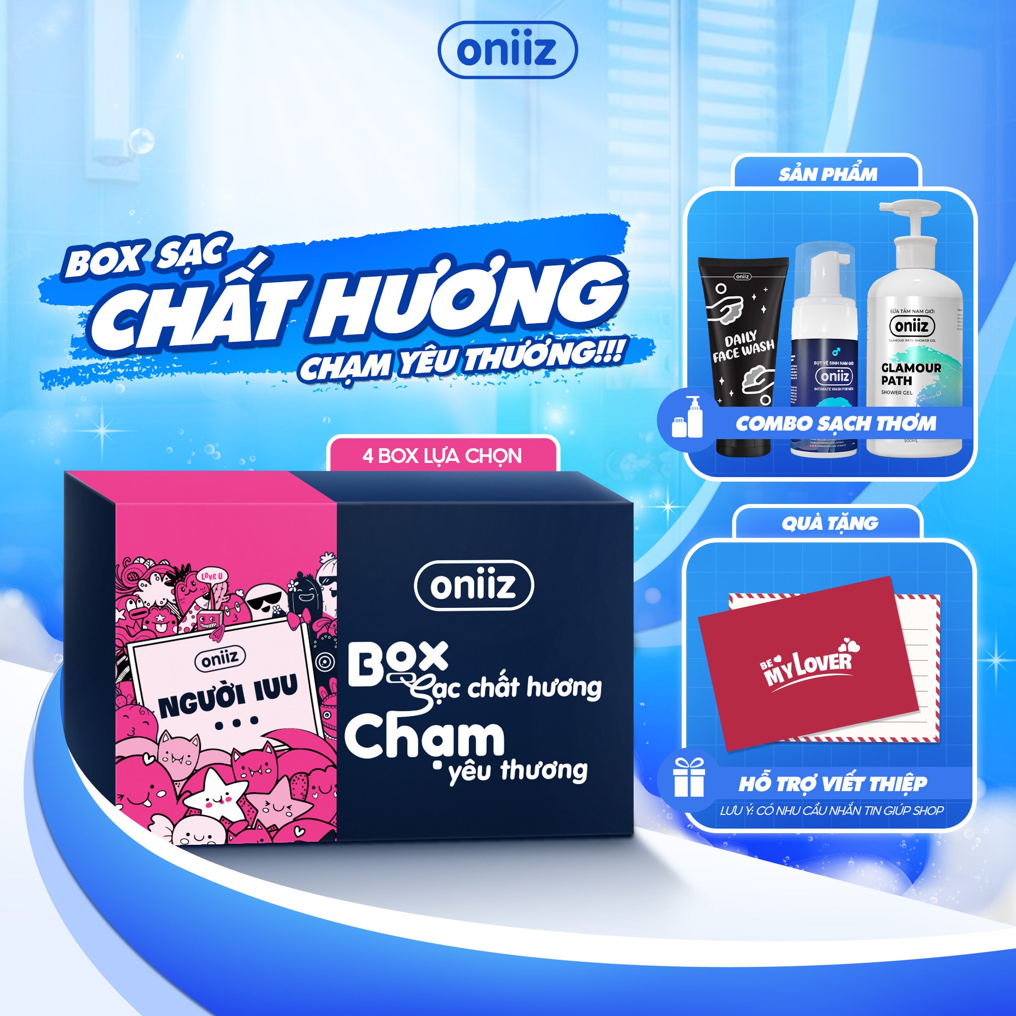 Oniiz Perfume Charger Box - Perfume Shower Gel, Men's Hygiene Foam, Facial Cleanser Gift