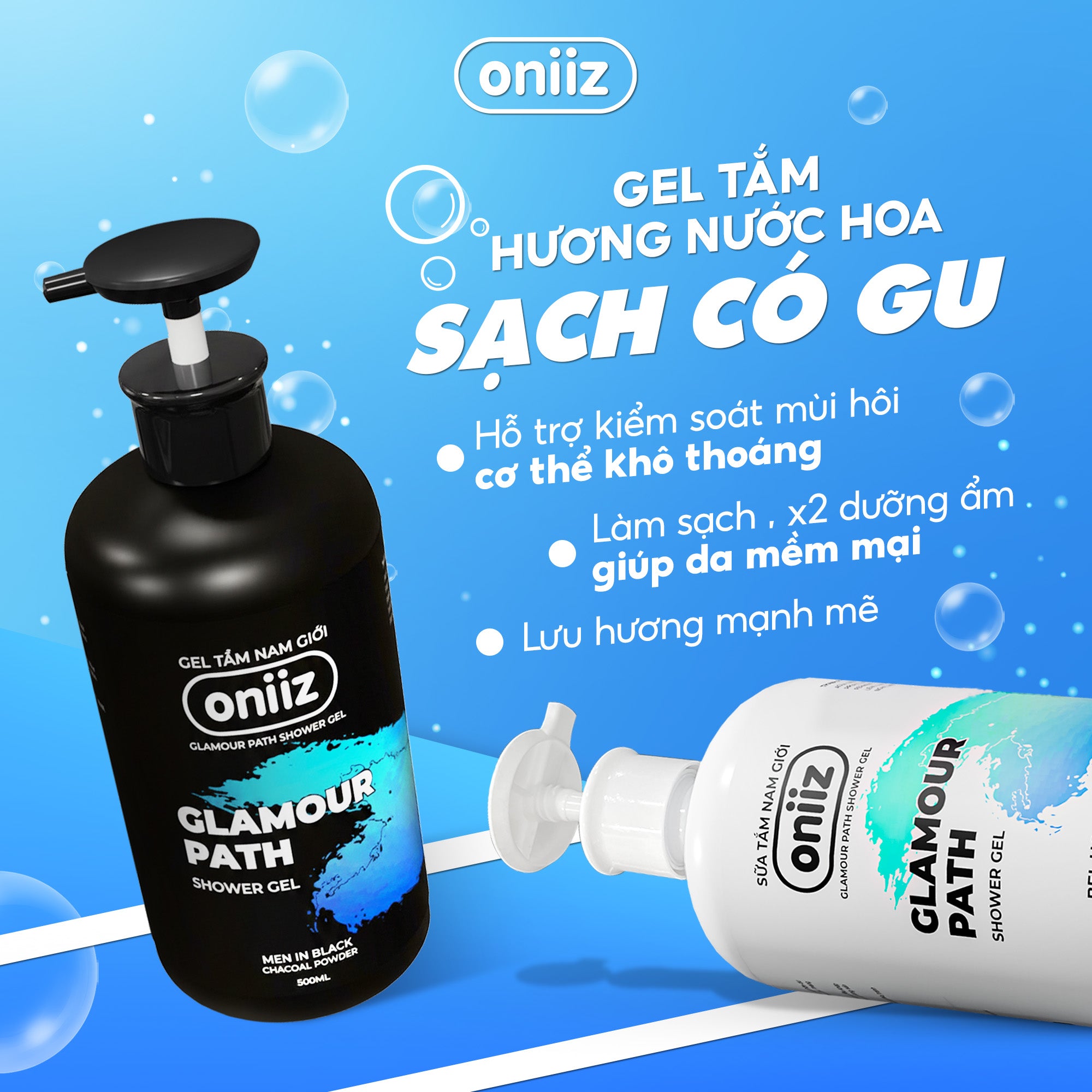 Combo Tự Tin Oniiz - Bọt vệ sinh nam giới Oniiz, Sữa tắm hương nước hoa, Dầu gội sạch gàu, vào nếp, hương thơm nam tính mới ZeroG