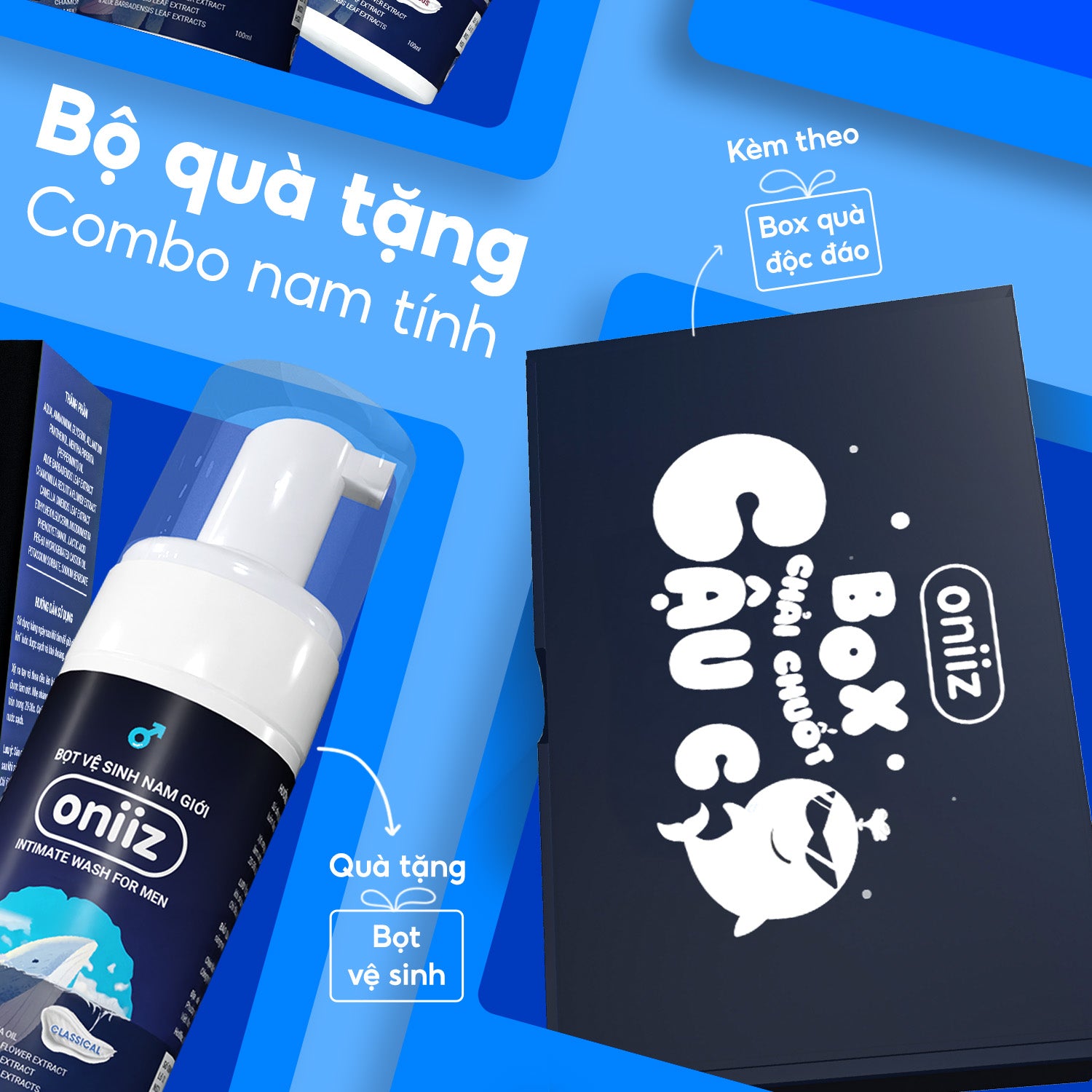 Oniiz Grooming Box - Masculine Combo | Shower Gel, High-Class Perfume, Free 100ml Men's Hygiene Foam