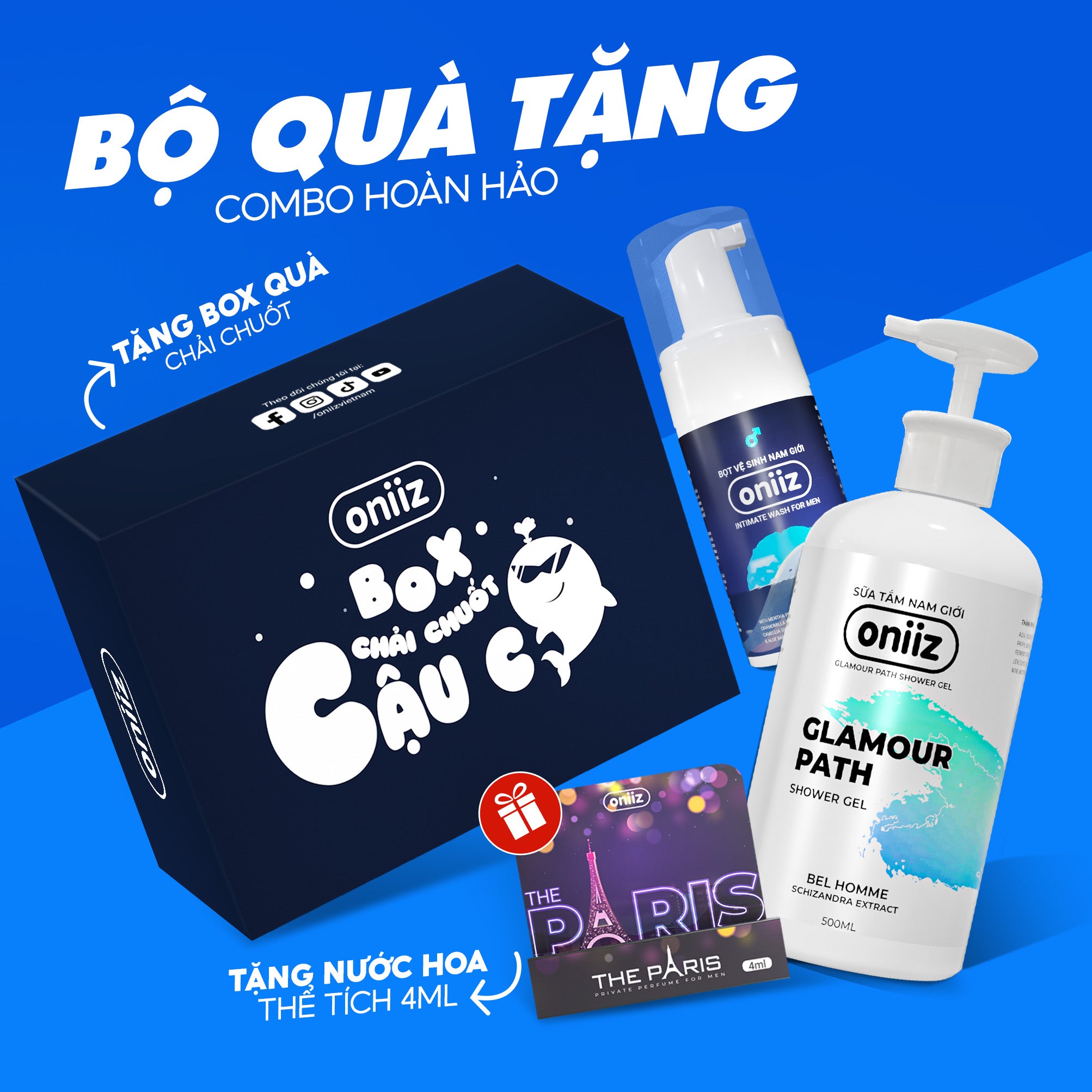 Oniiz Perfect Combo | Men's Hygiene Foam, Perfumed Shower Gel, Trial Perfume Gift