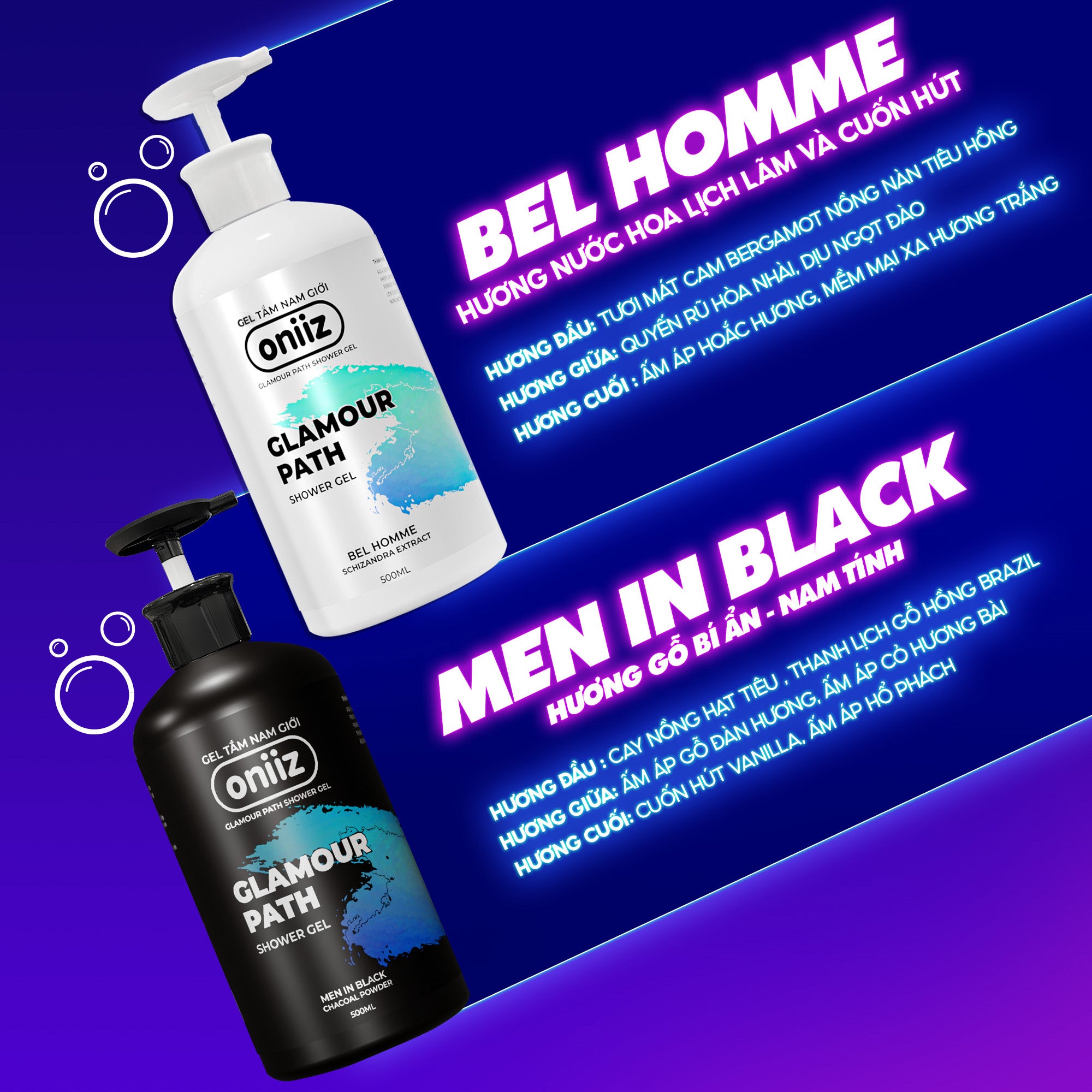 Combo Tinh Tế Plus - Bọt vệ sinh nam giới mới Oniiz Plus 145ml, Sữa tắm hương nước hoa, Dầu gội Zero G, Bọt rửa mặt Hyro