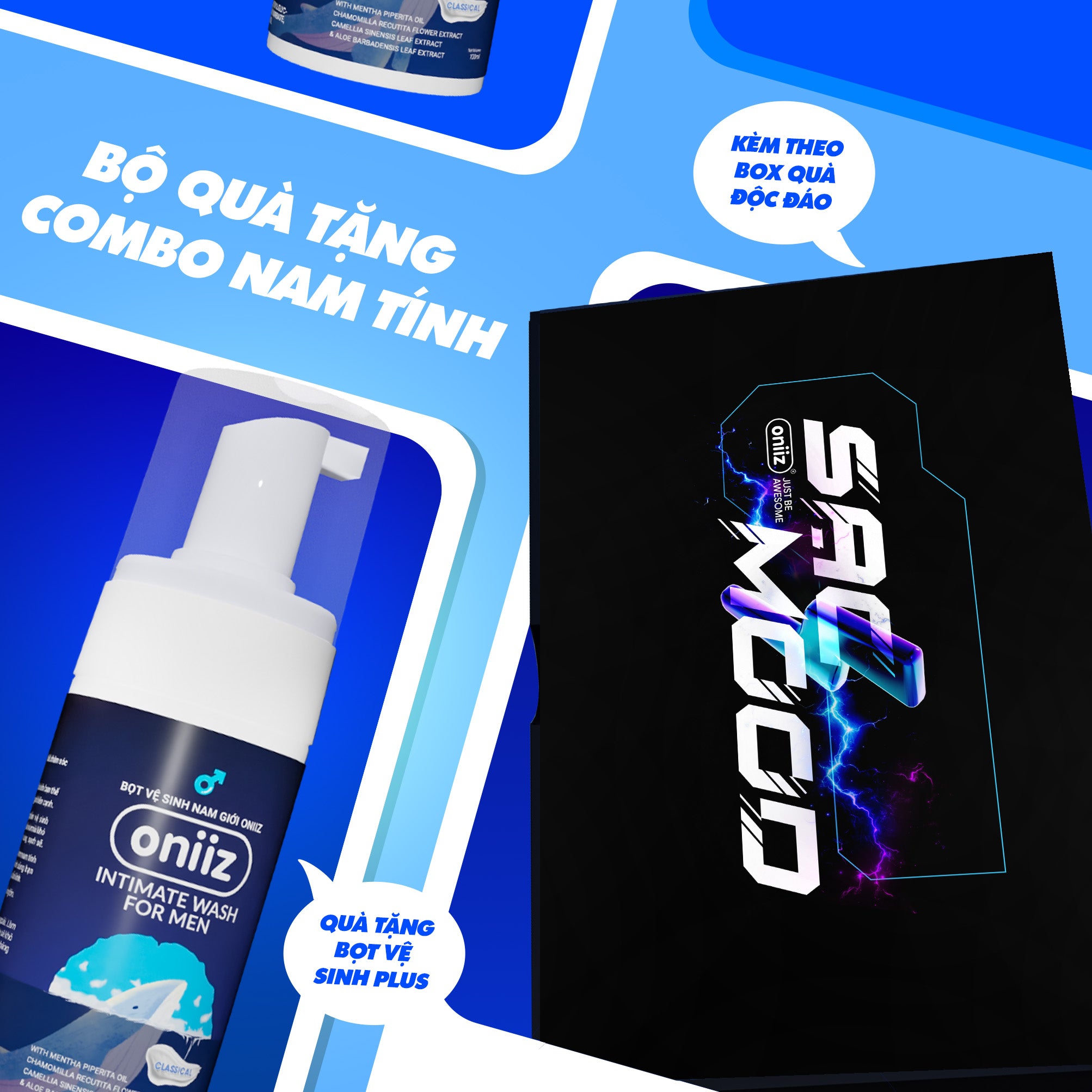 Oniiz Grooming Box - Masculine Combo | Shower Gel, High-Class Perfume, Free 100ml Men's Hygiene Foam
