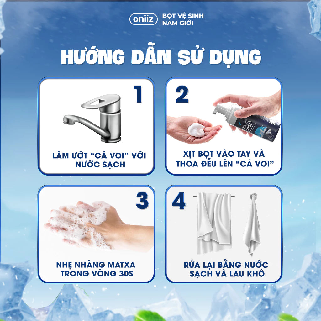 Bọt vệ sinh nam giới Oniiz, Dung dịch vệ sinh nam tạo bọt hương nước hoa 100ml