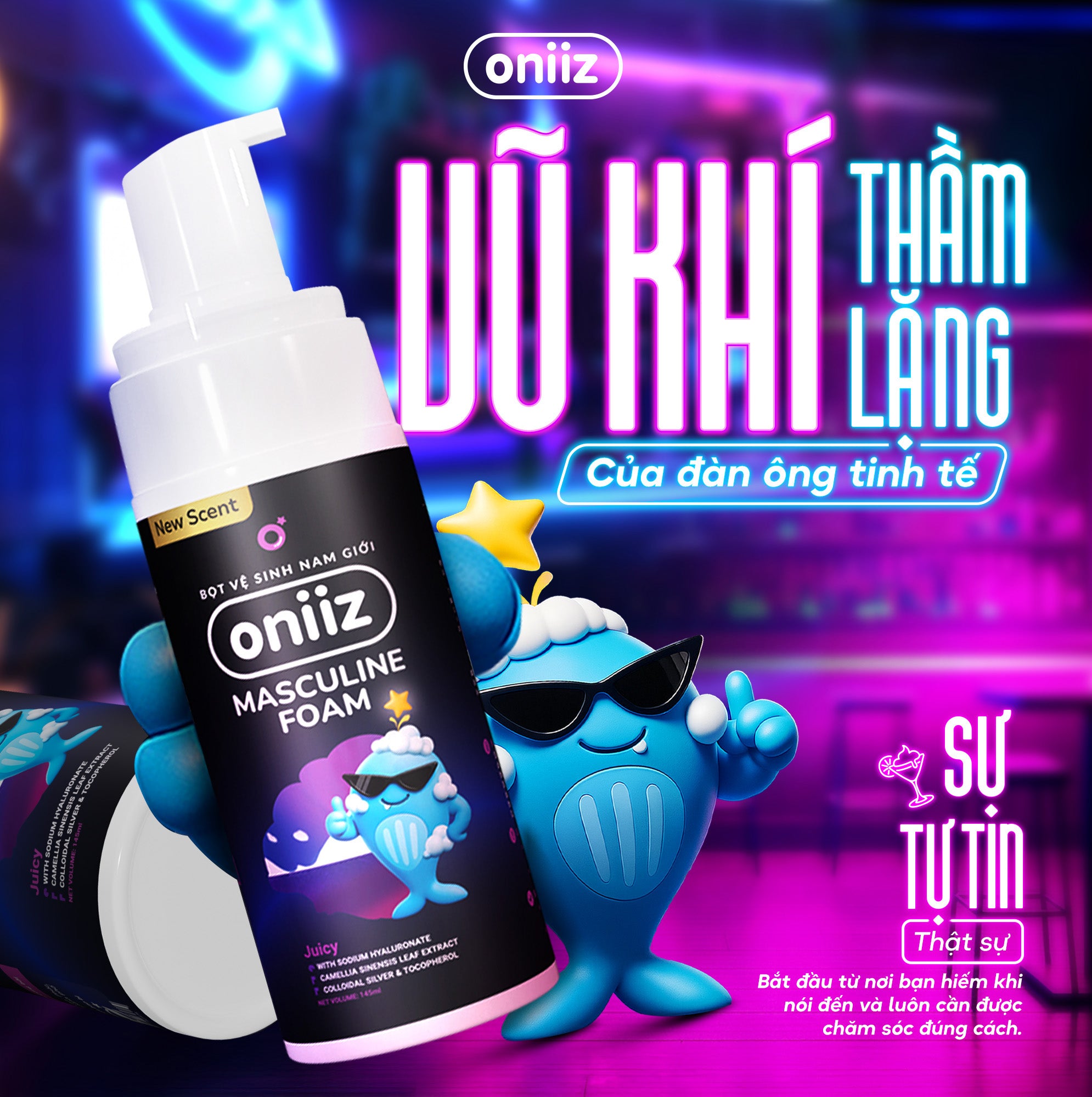 Bọt vệ sinh nam giới Oniiz Plus hương Juicy, dung dịch Masculine foam sạch sâu, mát lạnh, dưỡng ẩm