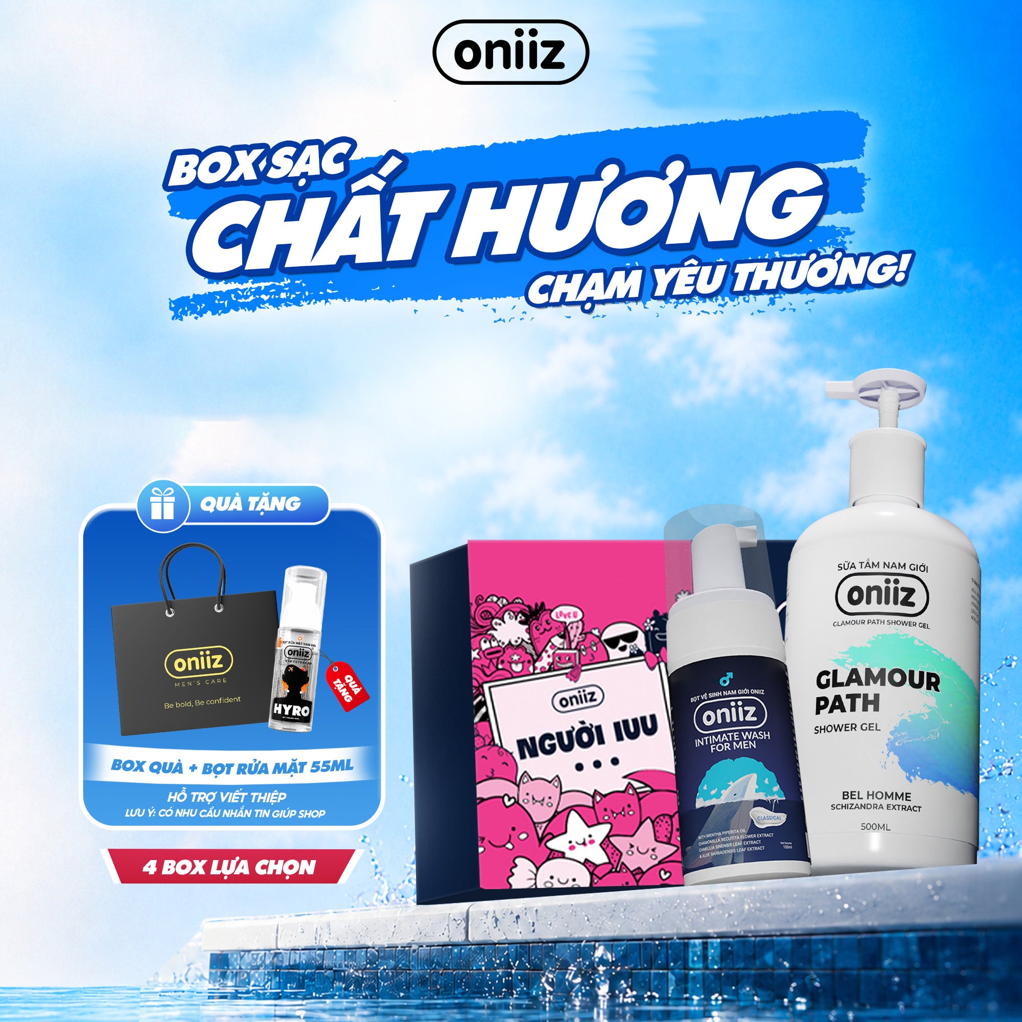 Box Sạc Chất Hương Oniiz - Sữa Tắm Hương Nước Hoa, Bọt Vệ Sinh Nam Giới, Quà Tặng nước hoa nam
