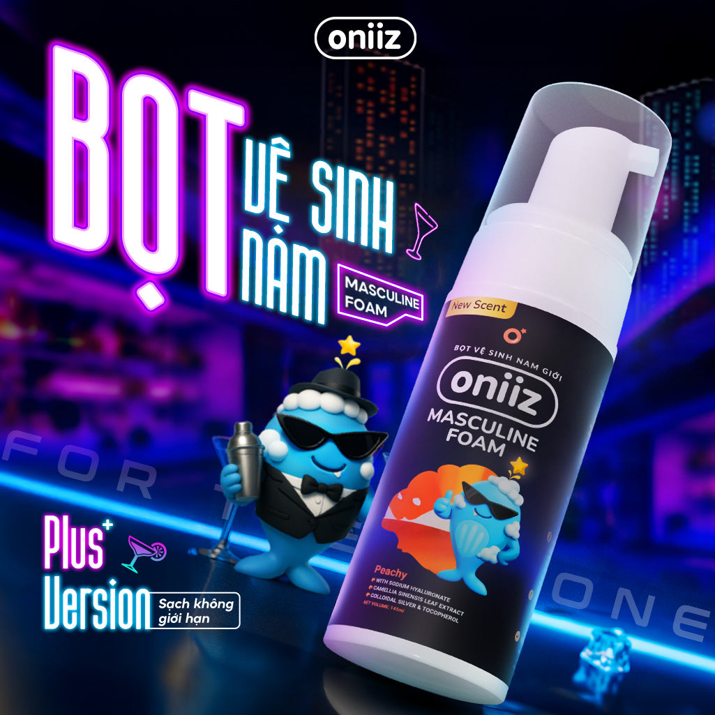 Bọt vệ sinh nam giới Oniiz Plus - Dung dịch Masculine Foam sạch sâu, dưỡng ẩm, hương cocktail 145ml