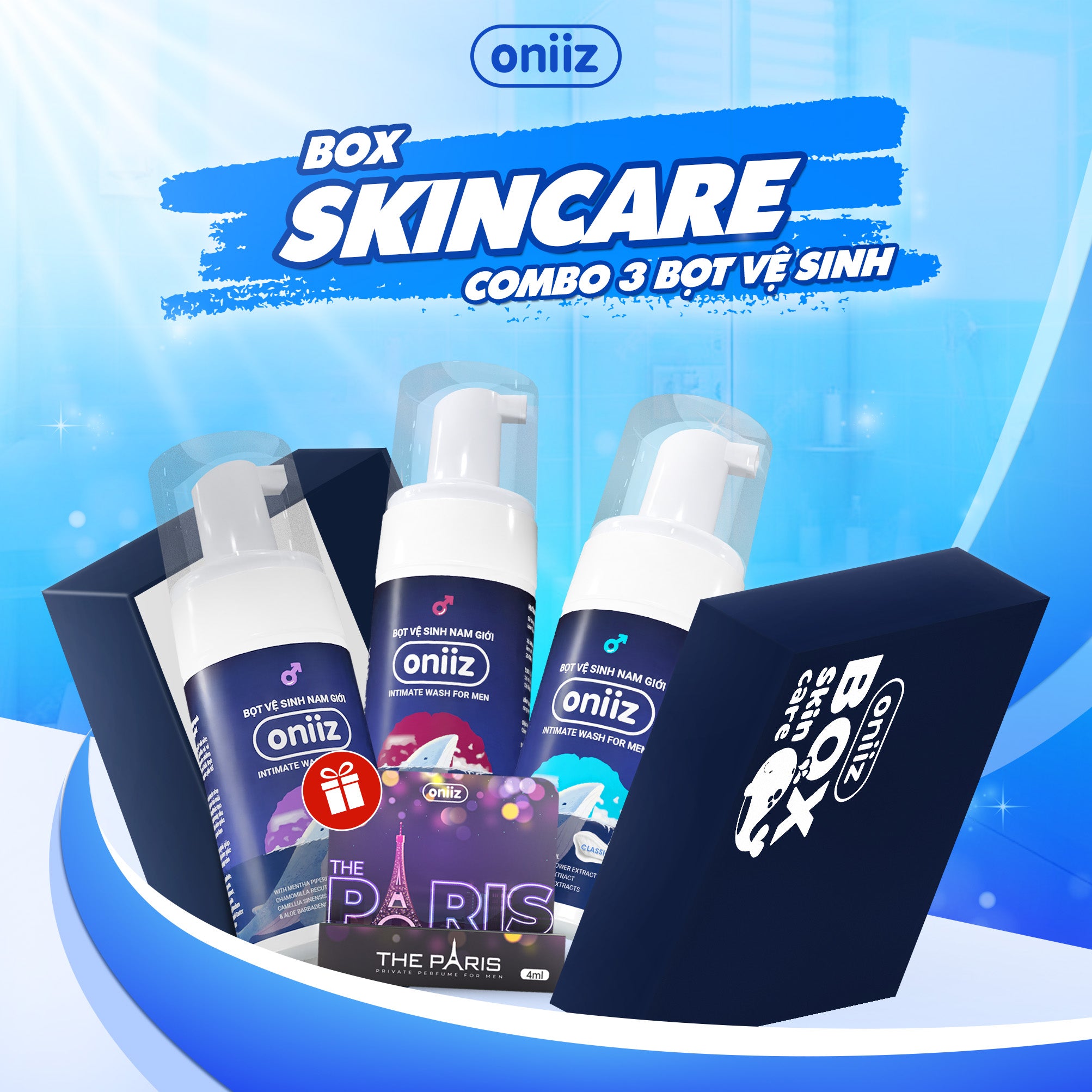Oniiz Skincare Box | Combo of 3 Men's Cleansing Foams, Men's Cleansing Solution Creates Fine Foam 100ml