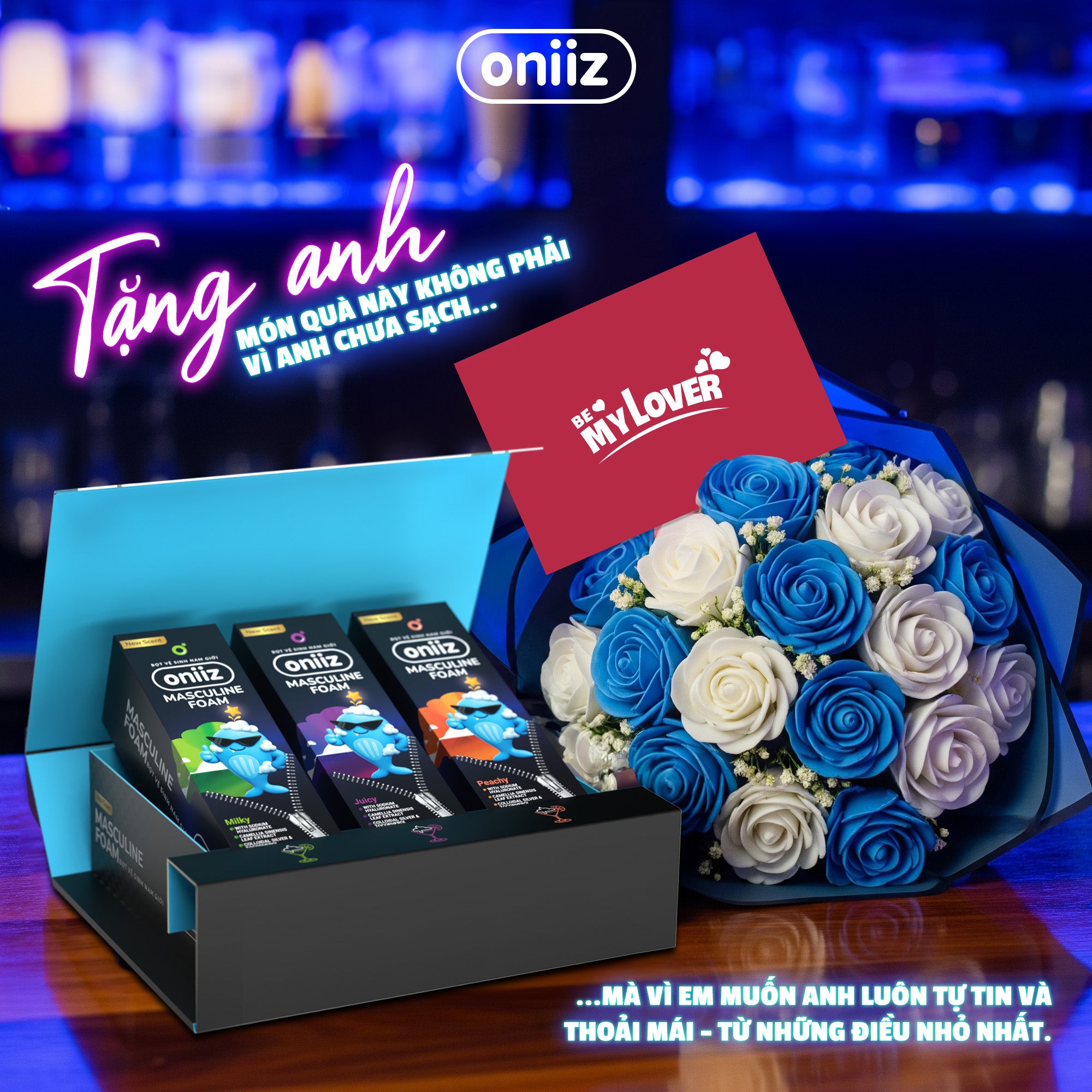 Box quà tặng Bọt vệ sinh nam giới Oniiz Plus Masculine Foam Sạch Chuẩn Men