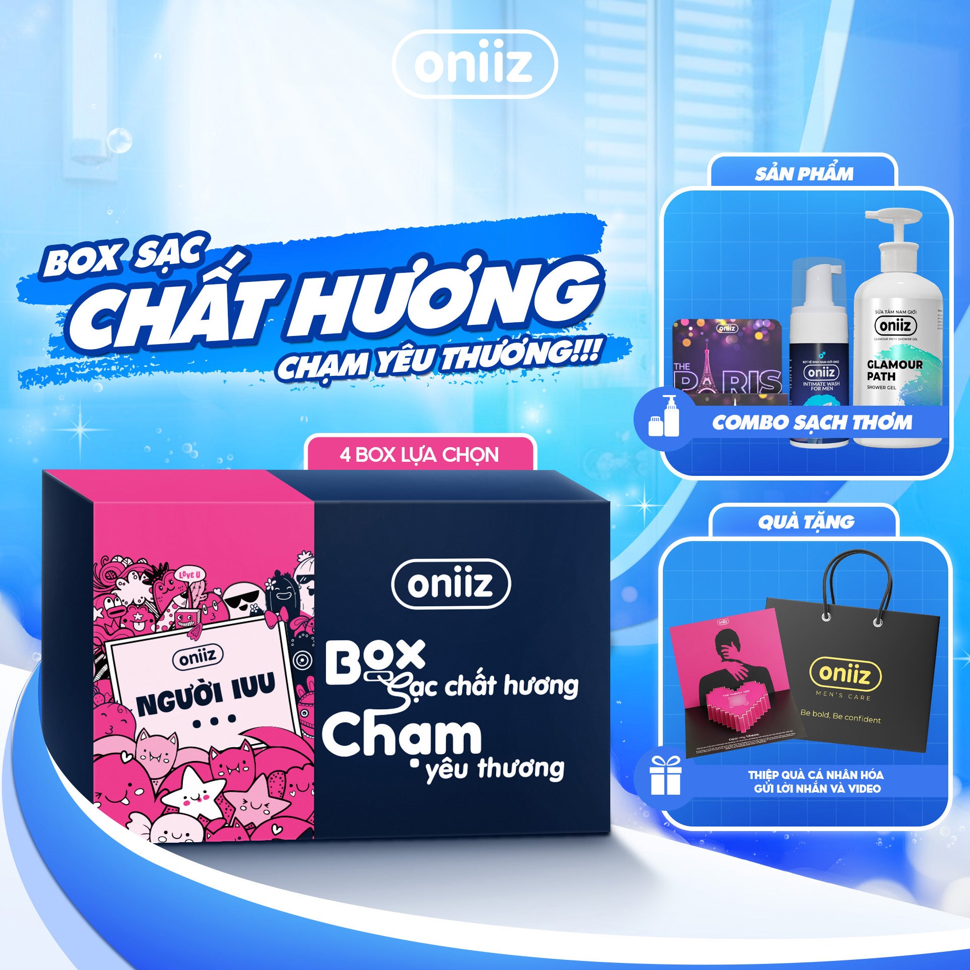 Box Sạc Chất Hương Oniiz - Sữa Tắm Hương Nước Hoa, Bọt Vệ Sinh Nam Giới, Quà Tặng nước hoa nam