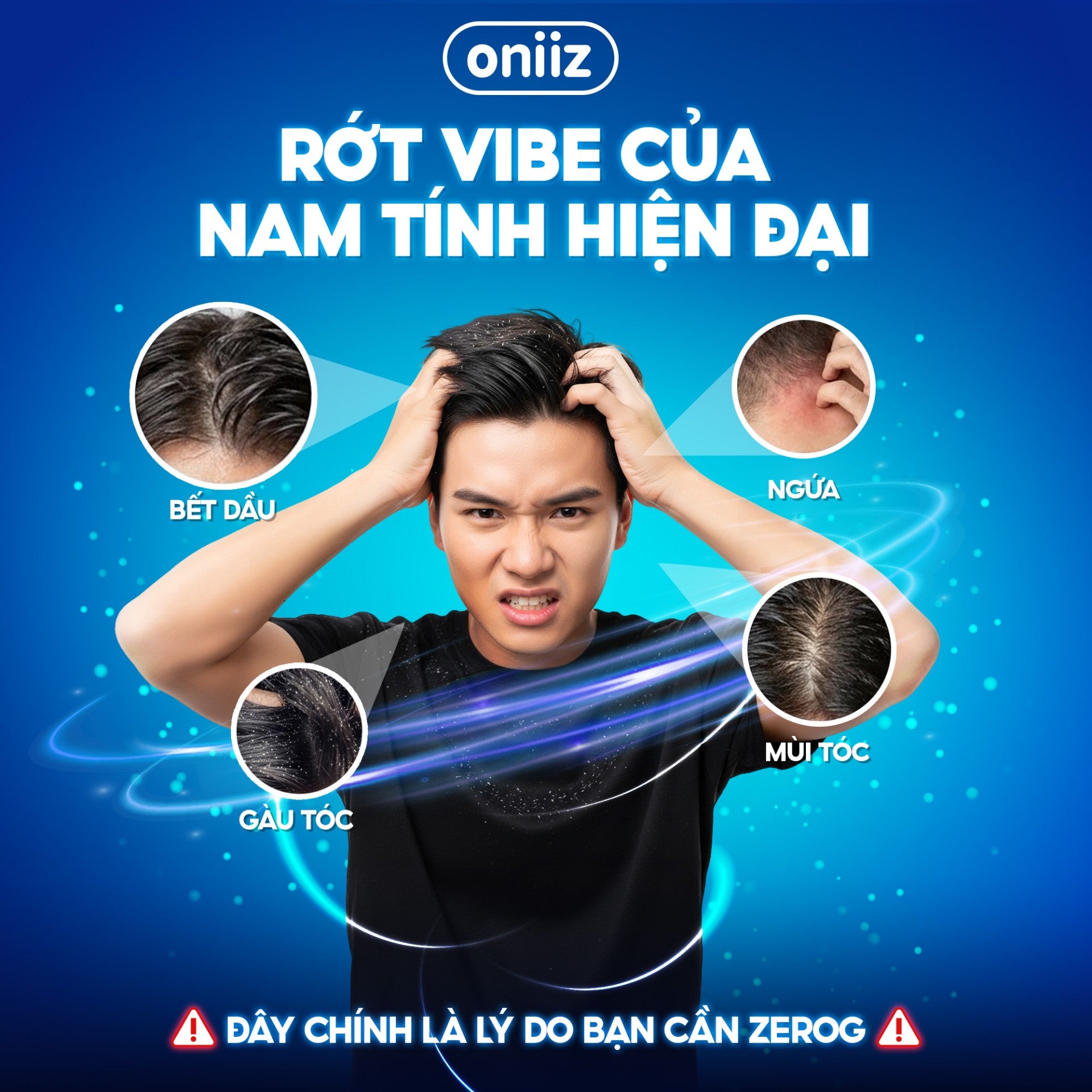 Dầu gội nam tính mới ZeroG Oniiz - Tóc tơi không trọng lực, sạch gàu, hương nước hoa đa tầng 330ml