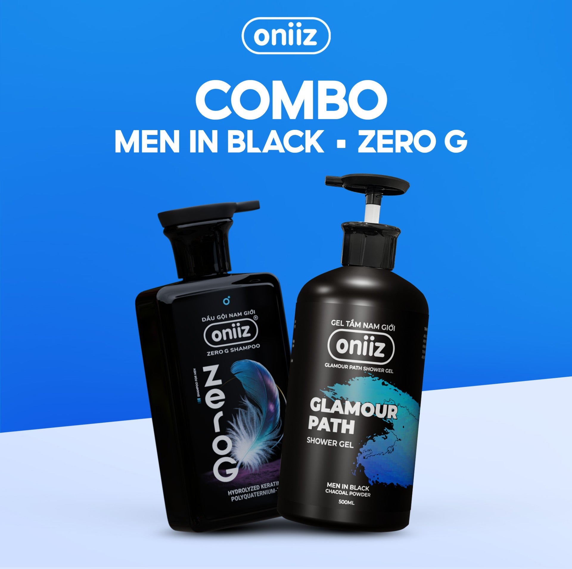 Combo Chín Chắn Oniiz - Sữa tắm hương nước hoa hiện đại, Dầu gội nam tính mới ZeroG, Tặng Box đựng cao cấp