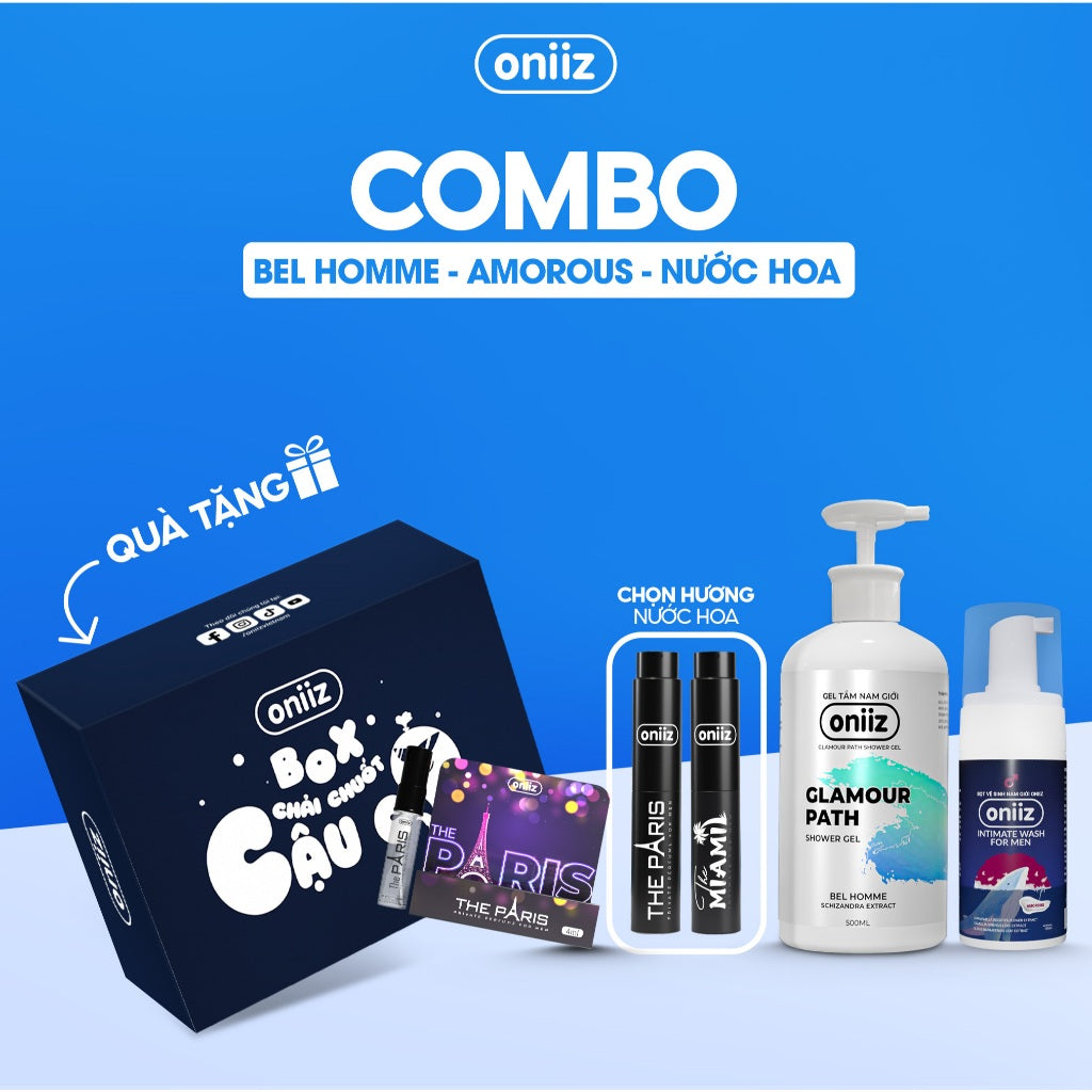 Combo Lịch Lãm Oniiz | Bọt Vệ Sinh Nam Giới, Sữa Tắm Hương Nước Hoa, Nước Hoa Cao Cấp, Quà Tặng Nước Hoa Dùng Thử 4ml