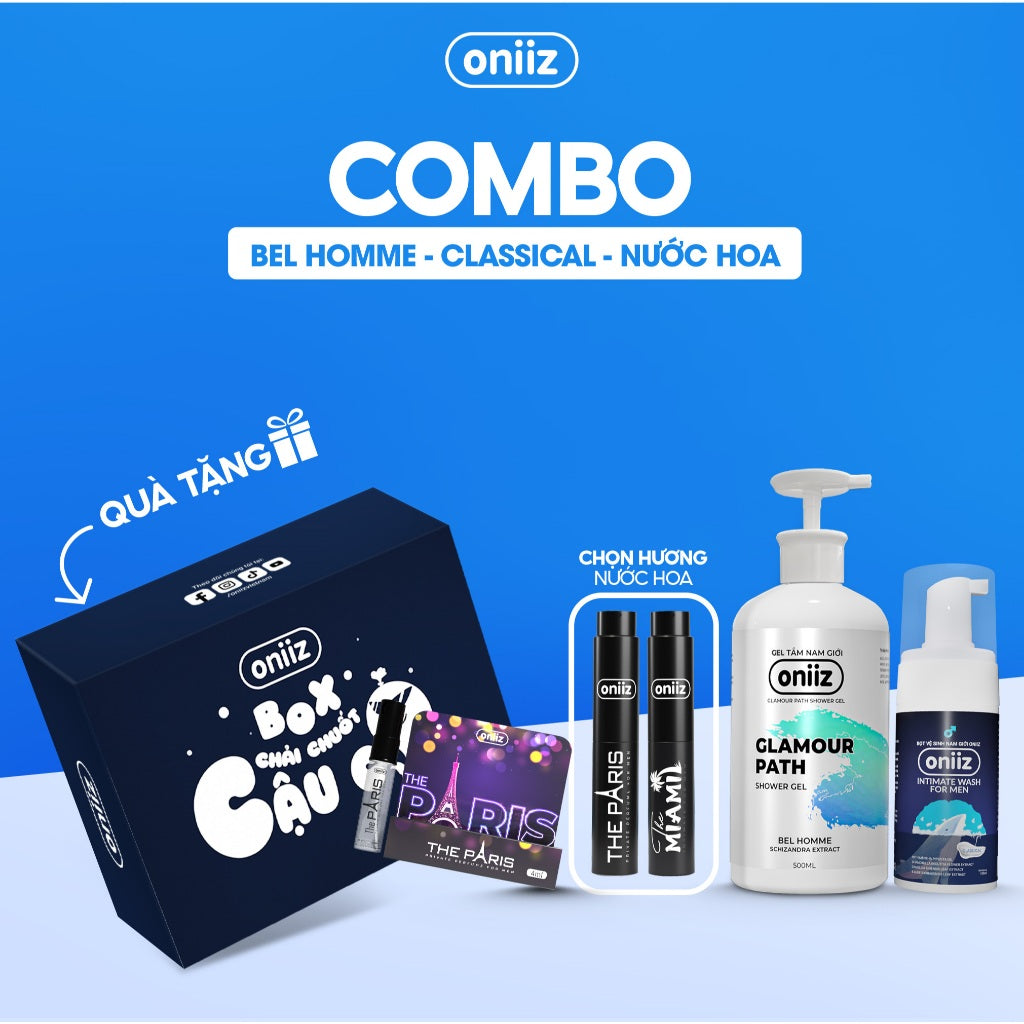 Combo Lịch Lãm Oniiz | Bọt Vệ Sinh Nam Giới, Sữa Tắm Hương Nước Hoa, Nước Hoa Cao Cấp, Quà Tặng Nước Hoa Dùng Thử 4ml